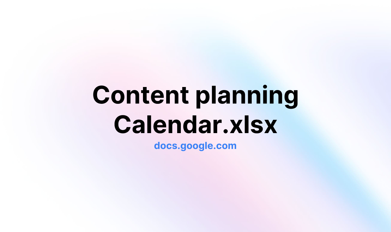 Content planning Calendar.xlsx